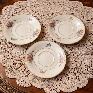 Vintage Queens Rose Tirschenreuth Germany Pasco 159 Saucer Plates Set of 3 Flora